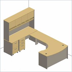 Bush Furniture Natural Cherry Corsa Series U-Shape Computer Desk with Hutch by Bush
