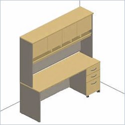 Bush Furniture Mahogany Corsa Standard Credenza with Hutch and Drawers Furniture Office Desks Home Office Desks Bush 13944