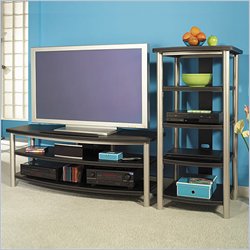 Bush Furniture Verona Black 60"  Leatherette Plasma/LCD TV Stand