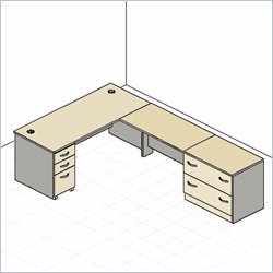 Bush Furniture Series C L-Shape Office Computer Desk in Auburn Maple