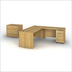 Bush Furniture Series C L-Shape Wood Office Desk in Light Oak