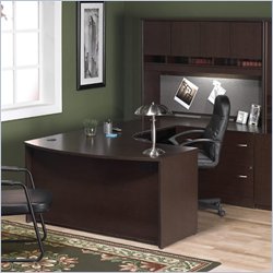Bush Furniture Corsa Series Home Office Right-Facing U-Shape Computer Desk Set in Mocha Cherry Finish