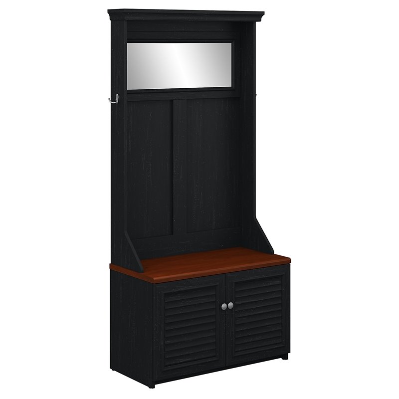 Bush Furniture Fairview Hall Tree With Storage Bench In Antique Bush Furniture Fairview Hall Tree With Storage Bench In Antique Black