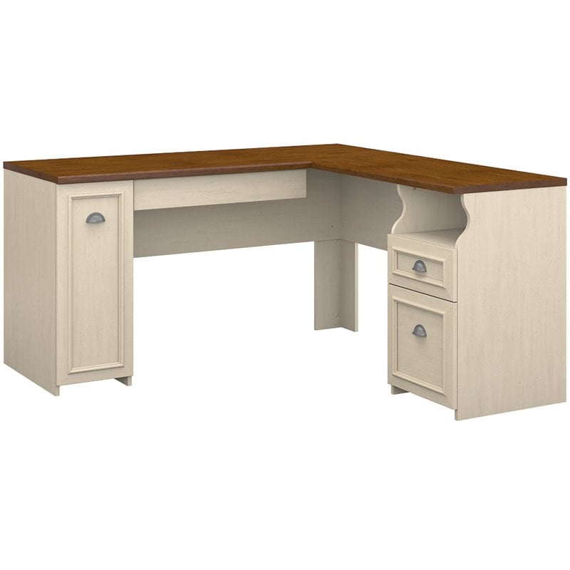 Bush Fairview L-Shaped Computer Desk, Antique White