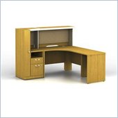 Bush Quantum Modern Cherry Administrative Configuration with Reception Desk and Hutch