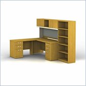Bush Quantum Modern Cherry L-Shaped Professional Configuration Left with Hutch
