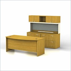 Bush Quantum Modern Cherry Executive Bow Front Desk Office Suite