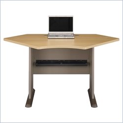 Bush Furniture 42 Series A Corner Wood Writing Desk in Light Oak