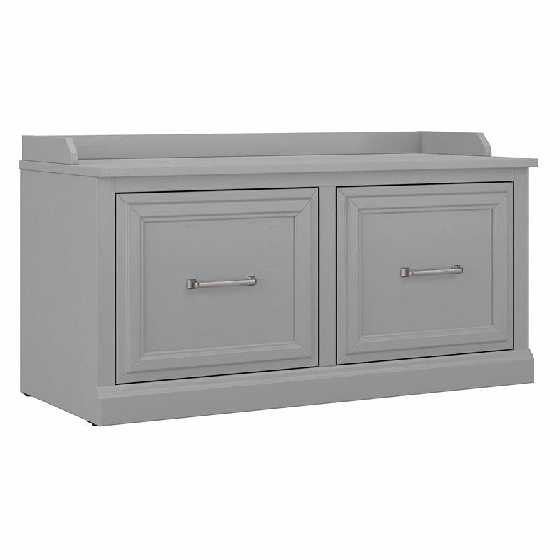 Woodland W Shoe Storage Bench With Doors In Cape Cod Gray