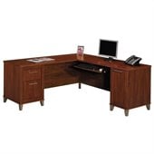 Bush Somerset 71 L-Shape Wood Desk in Hansen Cherry