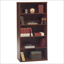 Bush Furniture Series C 5 Shelf Wood Open Double Bookcase in Hansen Cherry