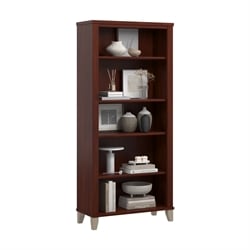 Bush Furniture Somerset 65H 5 Shelf Wood Bookcase in Hansen Cherry