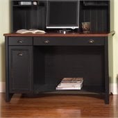 Bush Stanford 48 Wood Computer Desk with Lateral File Cabinet in Antique Black and Hansen Cherry
