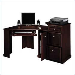 Bush Furniture Birmingham Home Office Corner Computer Desk with Bookcase in Harvest Cherry