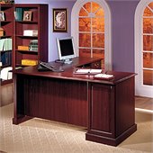 Bush Saratoga L-Shape Executive Desk with Bookcase and File Drawer in Cherry