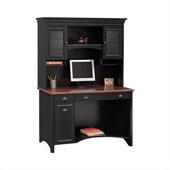 Bush Stanford Wood Computer Desk With Hutch in Black