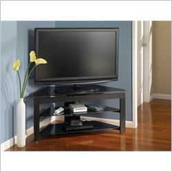 Bush Furniture Fulton Swivel TV Stand in Gloss Black Paint