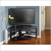 Bush Furniture Fulton Swivel TV Stand in Gloss Black Paint