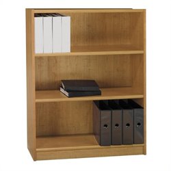 Bush Furniture Universal 48H 3 Shelf Wood Bookcase in Snow Maple