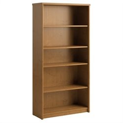 Bush Furniture Envoy 5 Shelf Wood Bookcase in Natural Cherry