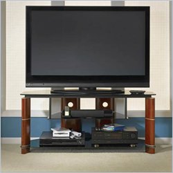 Bush Furniture Segments Wood TV Stand in Rosebud Cherry