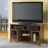 Bush Furniture Palindrome 3 in 1 Flat Panel Wood TV Stand in Café Maple