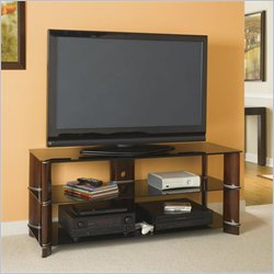 Bush Furniture Segments Wood 3 in 1 Flat Panel TV Stand in Rosebud Cherry