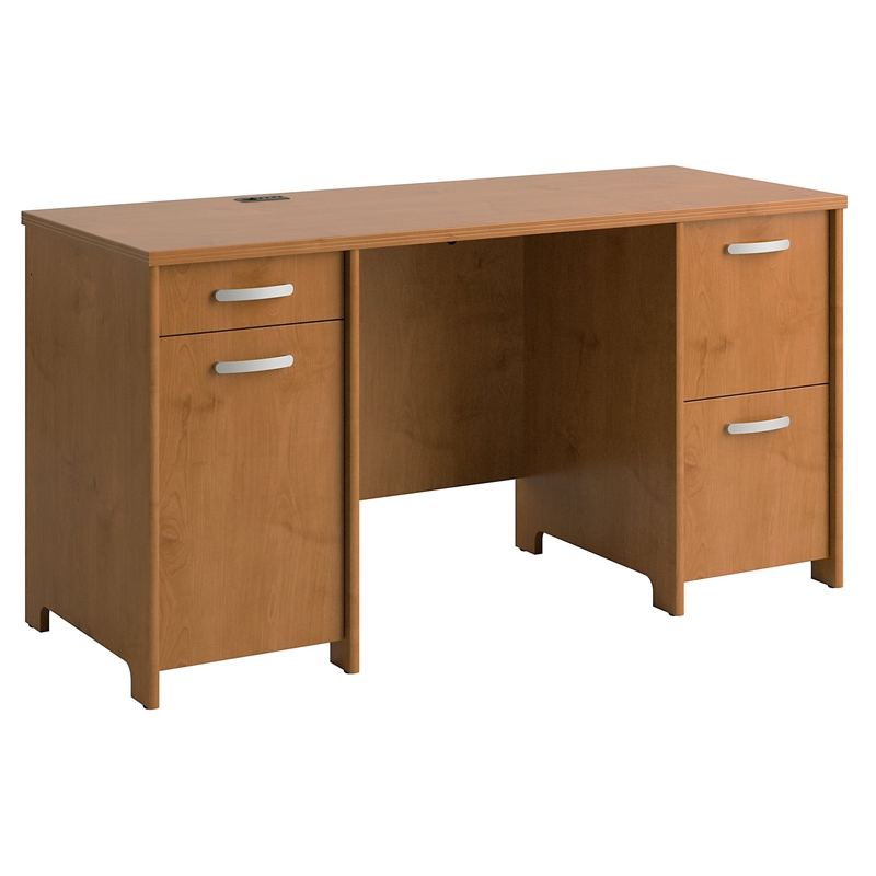Bush Furniture Envoy 58W Office Desk with 2 Pedestals in Cherry PR76360K