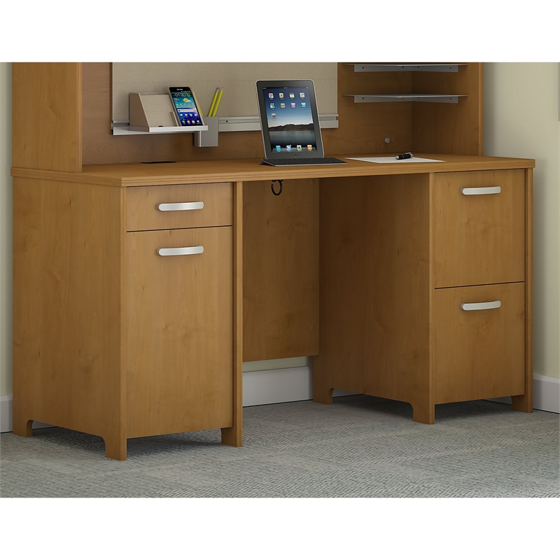 Bush Furniture Envoy 58W Office Desk with 2 Pedestals in Cherry PR76360K