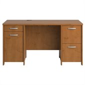 Bush Envoy Double Pedestal Wood Desk in Natural Cherry