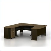 Bush Series A Left-Facing U-Shaped Desk Bundle in Walnut