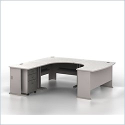 Bush Furniture Series A Left-Facing U-Shaped Desk Bundle in Pewter