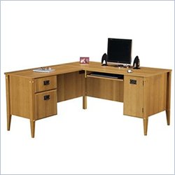Bush Furniture Mission Pointe L-Shape Wood Computer Desk in Maple