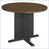 Bush Round 3.4 Conference Table with X-Shaped Base in Sienna Walnut