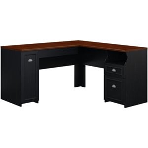 Black Wood Desk on Bush Furniture Fairview L Shaped Wood Computer Desk In Black