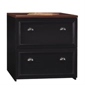 Bush Fairview 2 Drawer Lateral Wood File Cabinet in Antique Black and Cherry