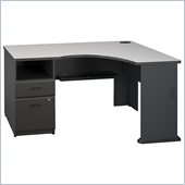 Bush Series A Expandable Single Pedestal Corner Desk in Slate