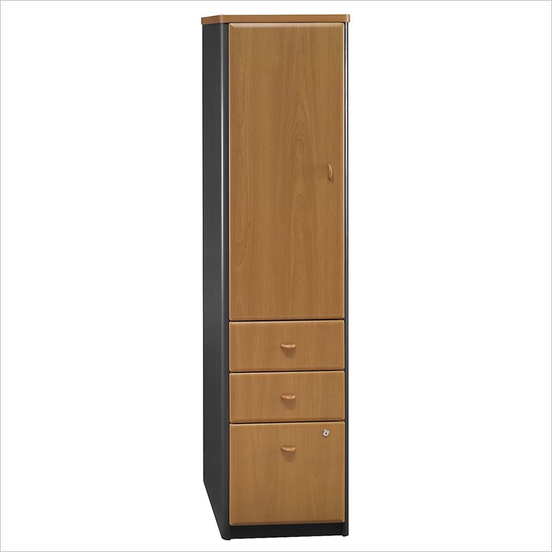 Bush Series A Vertical Locker Bookcase - Natural Cherry and Slate