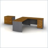 Bush Series C L-Shape Wood Office Set in Natural Cherry