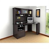 Bush Furniture Cabot Corner Computer Desk with Hutch in Espresso Oak