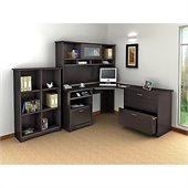 Bush Cabot 4 Piece Corner Computer Desk Office Set in Espresso Oak