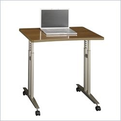 Bush Series C Adjustable Height Mobile Table in Warm Oak