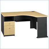 Bush Series A Expandable Single Pedestal Corner Desk in Beech/Slate