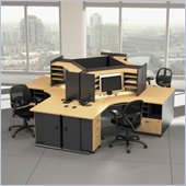 Bush Series A 42W Corner Desk with Overhead in Beech/Slate