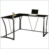 Bush Myspace Lucido Metal & Glass L-Desk in High Gloss Black Finish