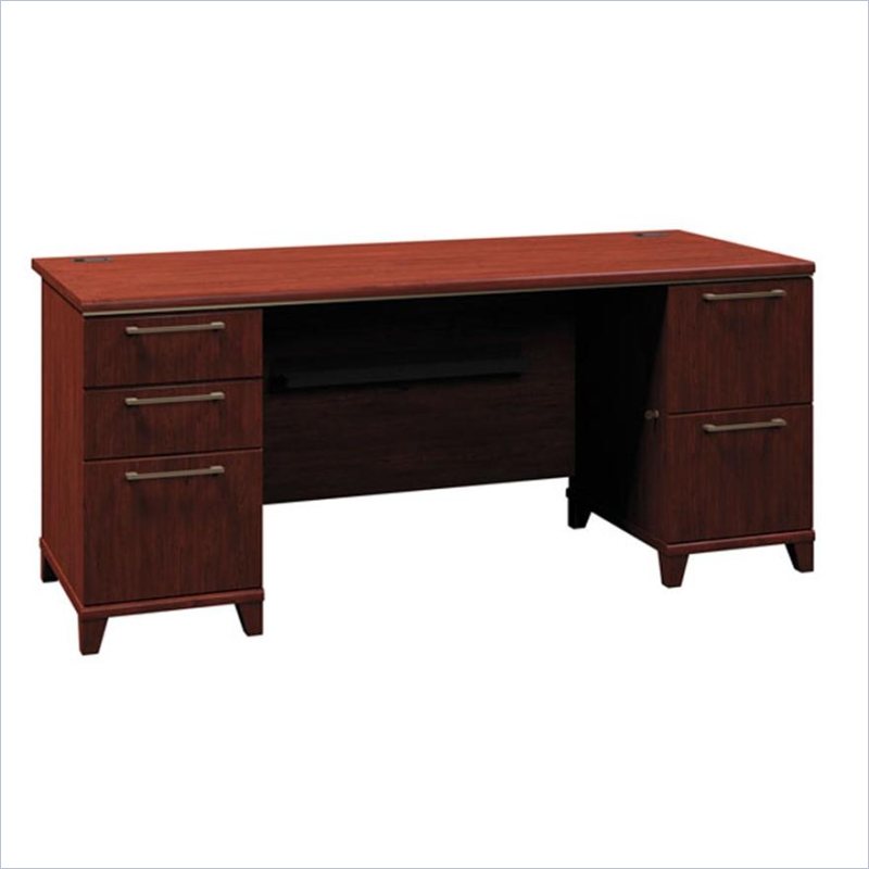 Bush Enterprise Commercial 72 Inch Double Pedestal Computer Desk - Harvest Cherry