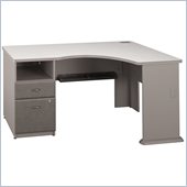 Bush Series A Expandable Single Pedestal Corner Desk in Pewter
