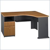 Bush Series A Expandable Single Pedestal Corner Desk in Natural Cherry