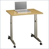 Bush Series C Adjustable Height Mobile Table in Light Oak Finish