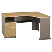 Bush Series A Expandable Single Pedestal Corner Desk in Light Oak